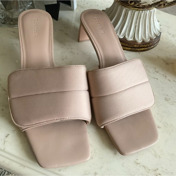 Open Edit Nude Slide Heels - Picture 1 of 2